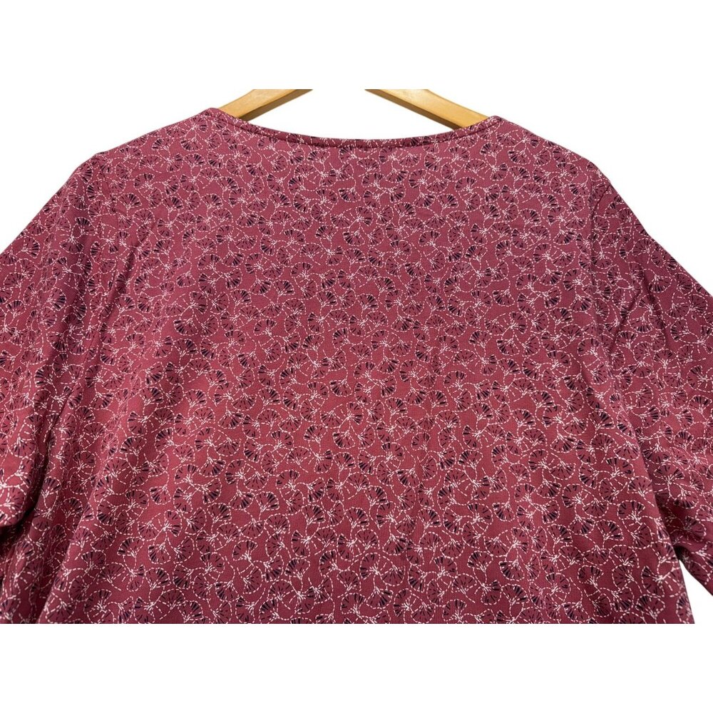 Cj Banks Womens V-Neck 3/4 Sleeve Top Blouse Size X Rose Patterned Casual - Picture 9 of 10